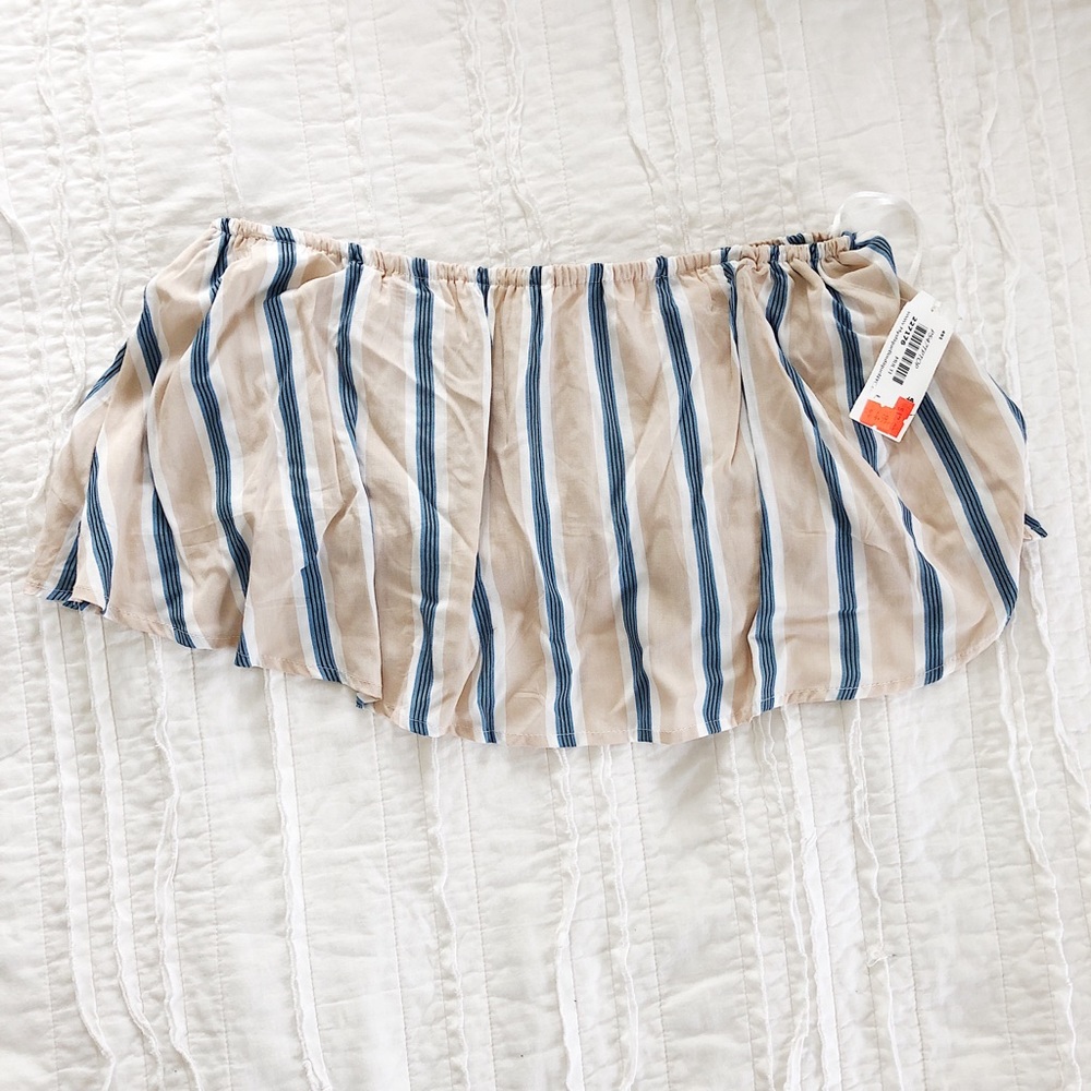 blue and cream striped bandeau top